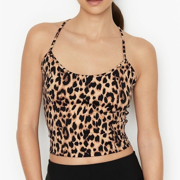 Victoria's Secret Leopard Print Spaghetti Strap Crop Top Size Large - Picture 1 of 13